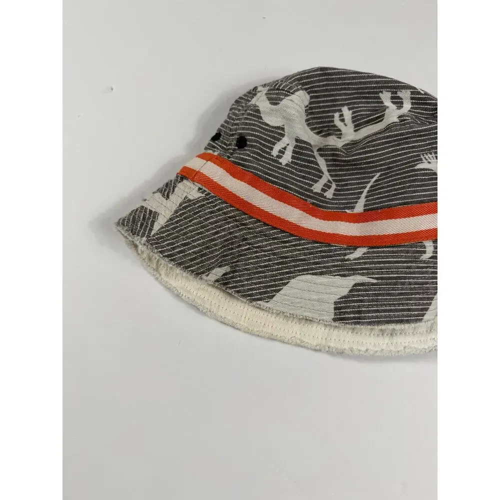 Mini Boden Boys Dinosaur Bucket Hat Gray Orange Size 7-10 Years